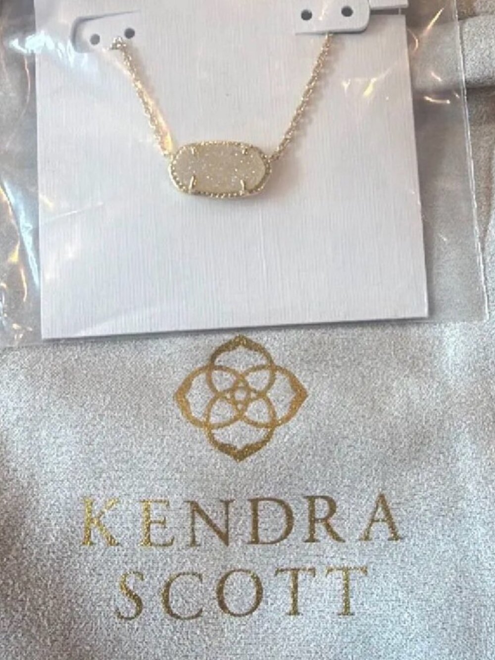 Kendra Scott Elisa Gold and White Elle Druzy Pendant Necklace